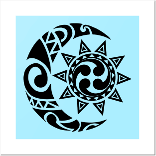 Tribal Moon and Sun Tattoo Edit Posters and Art